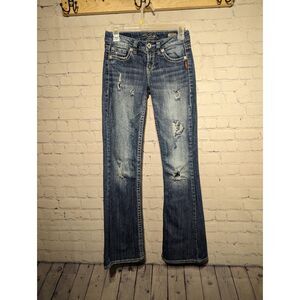 Silver jeans distressed Lola flare jeans 25x33 *